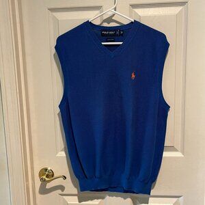 Polo Golf by Ralph Lauren, Royal Blue Knit Vest with Orange Pony, Size Large